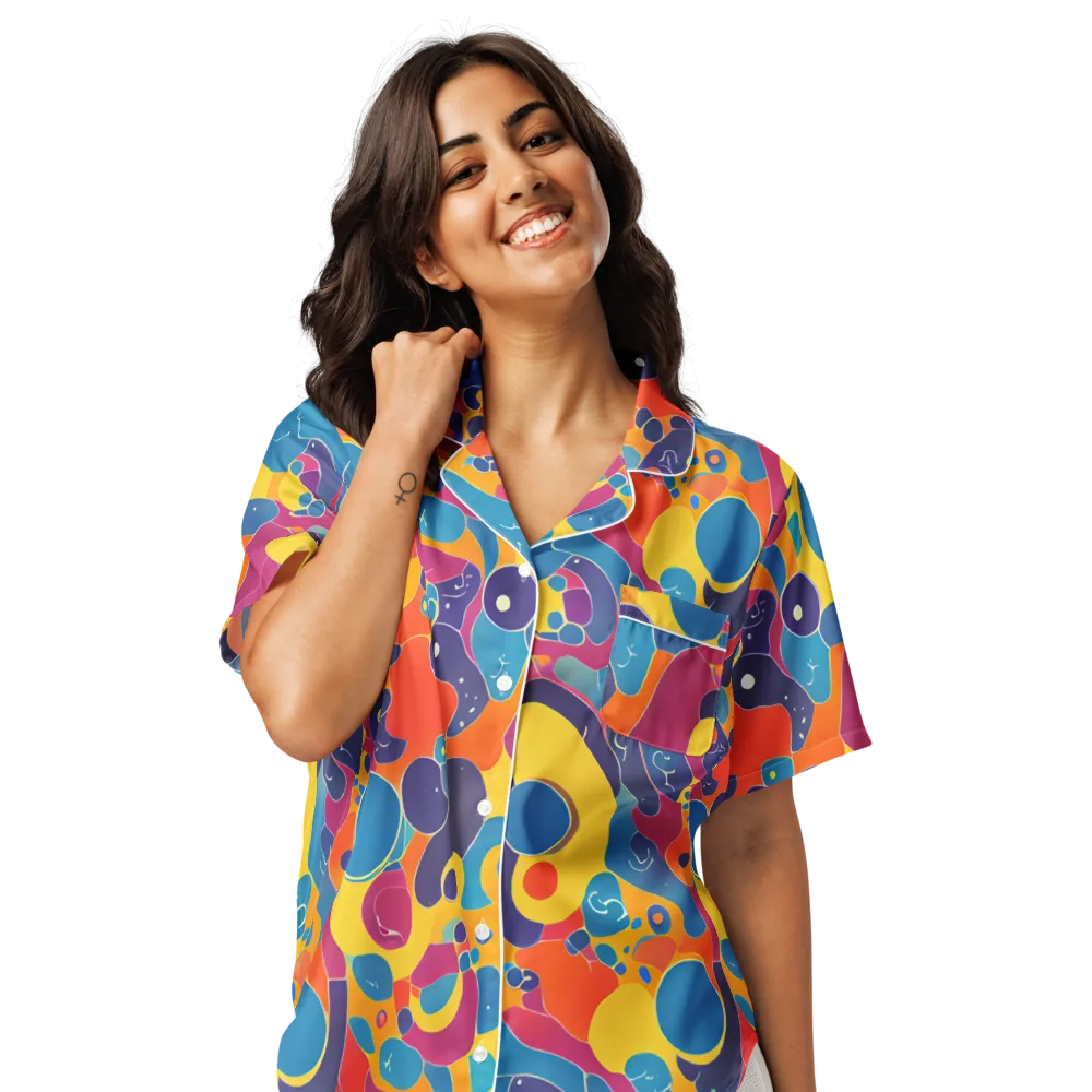 Pop Morphology on Women's Short Sleeve Pajama Top — Front
