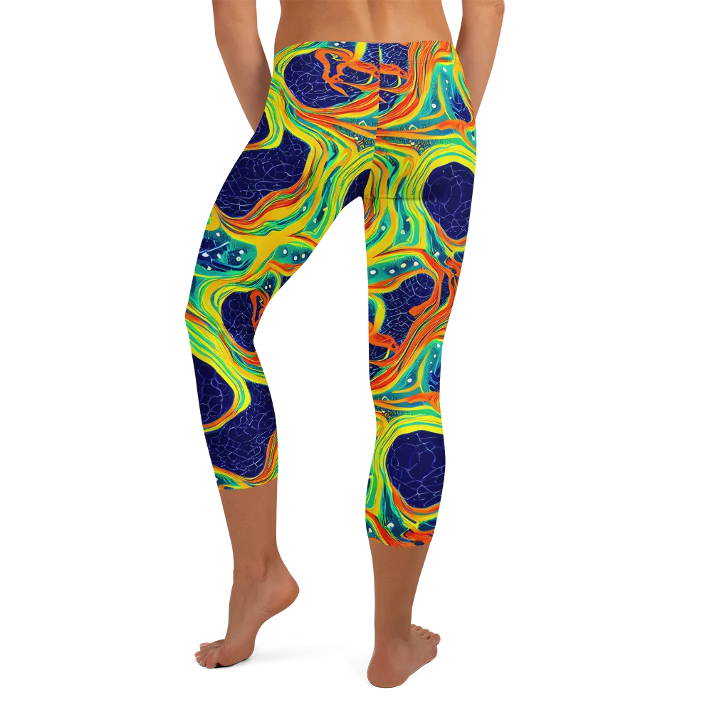 Chromatic Coral on Capri Leggings — Back