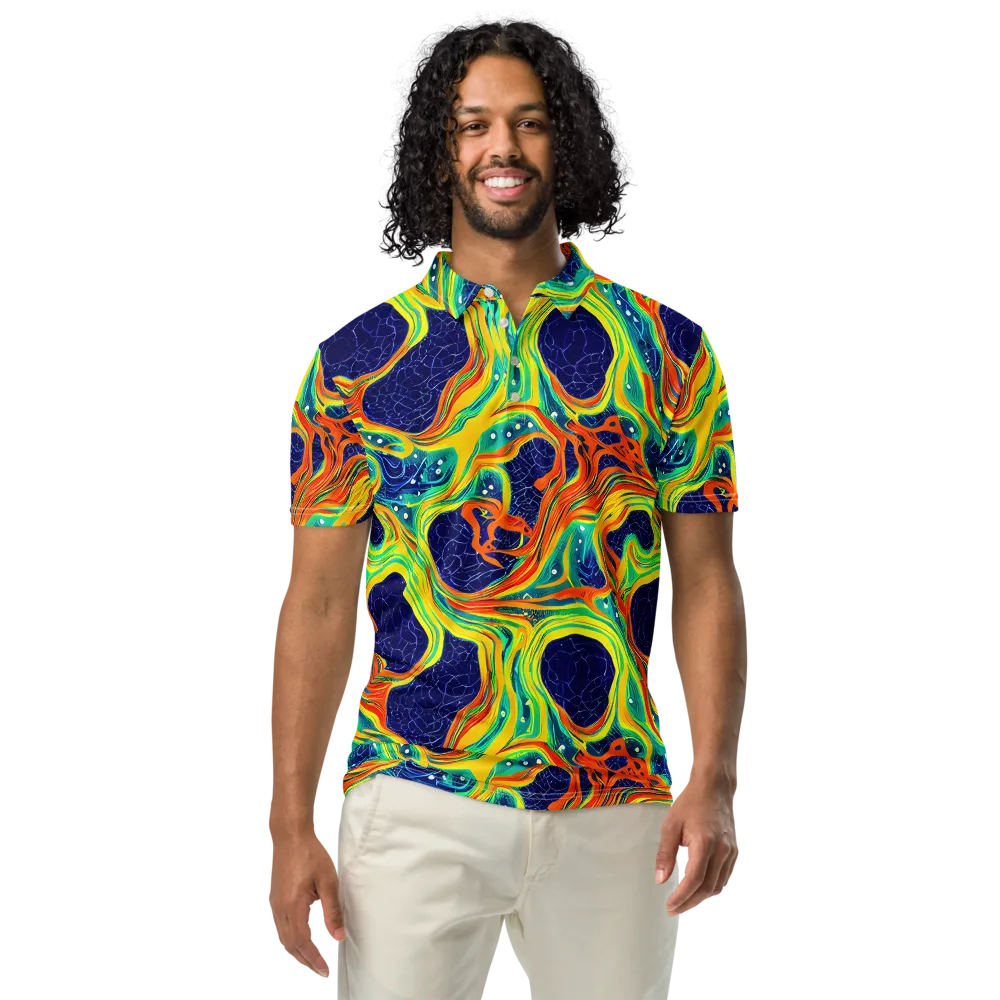 Chromatic Coral on Men's Slim Fit Polo Shirt — Front