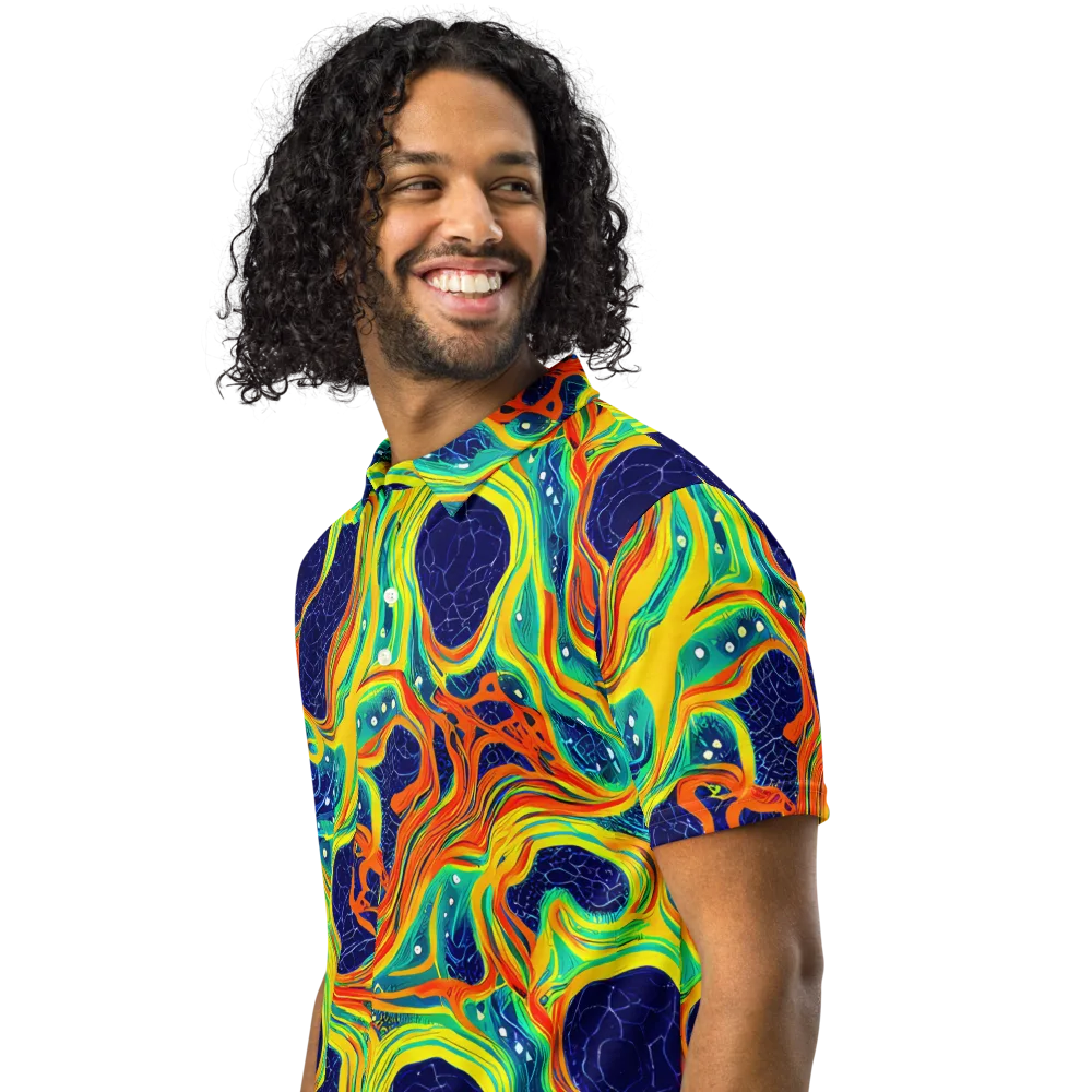 Chromatic Coral on Men's Slim Fit Polo Shirt — Left Front