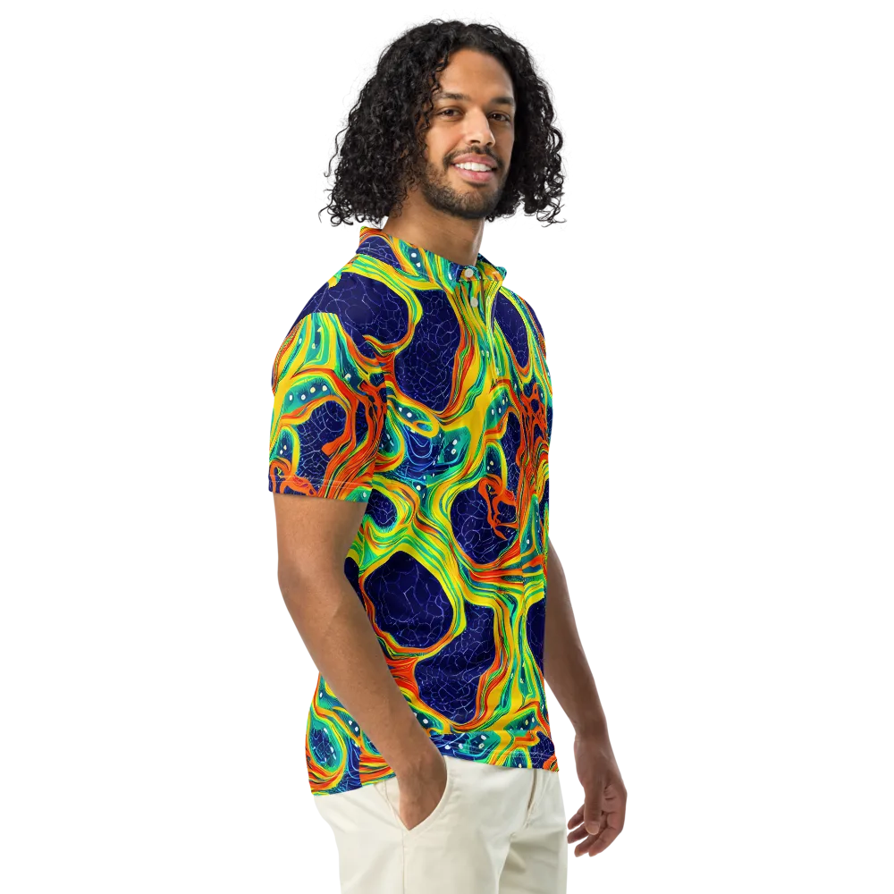 Chromatic Coral on Men's Slim Fit Polo Shirt — Right Front