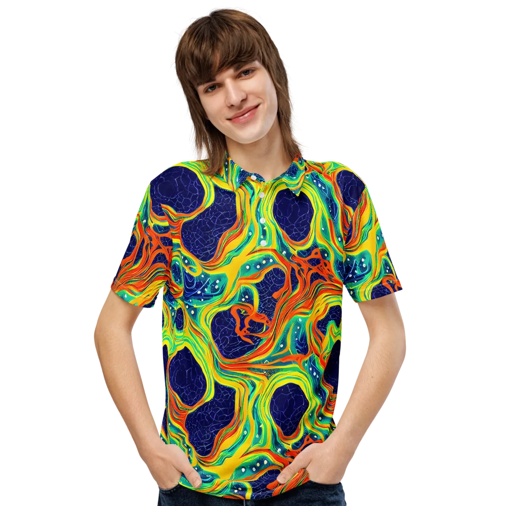 Chromatic Coral on Men's Slim Fit Polo Shirt — Front
