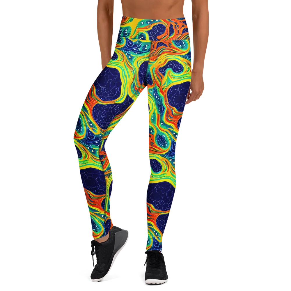 Chromatic Coral on Yoga Leggings — Front