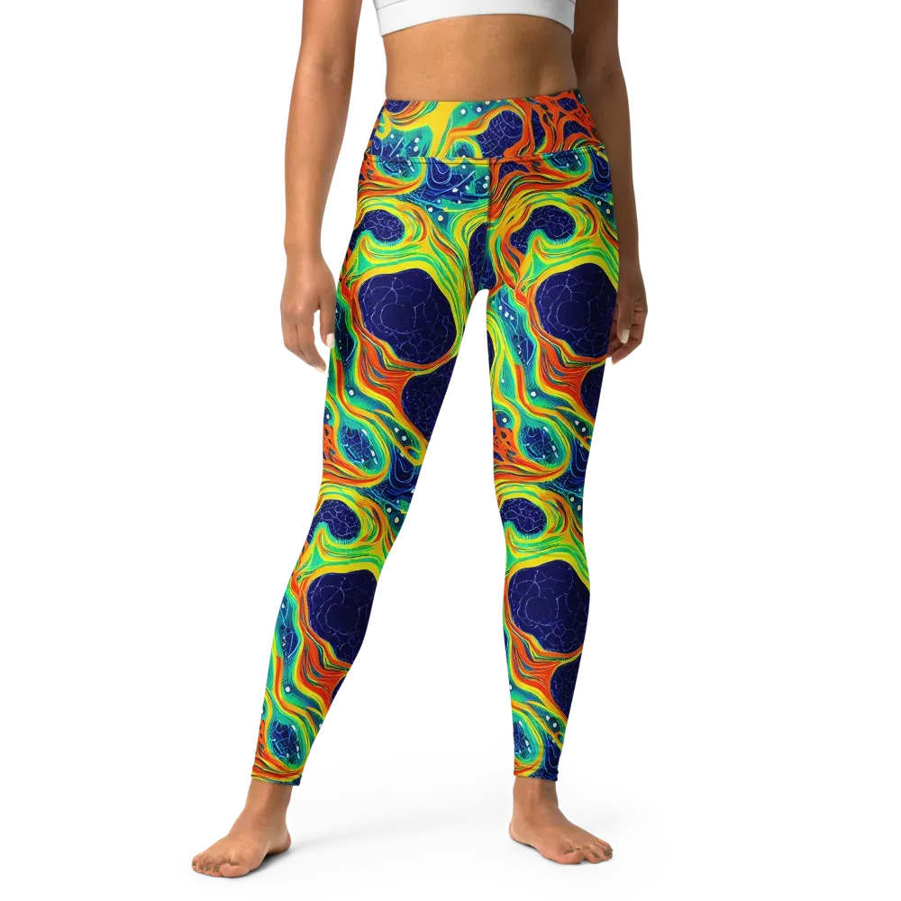 Chromatic Coral on Yoga Leggings — Front