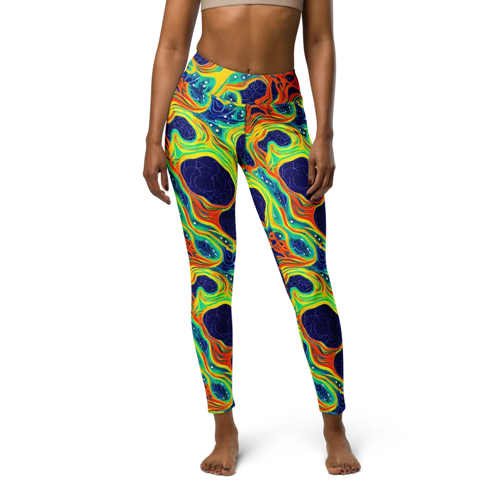 Chromatic Coral on Yoga Leggings — Front