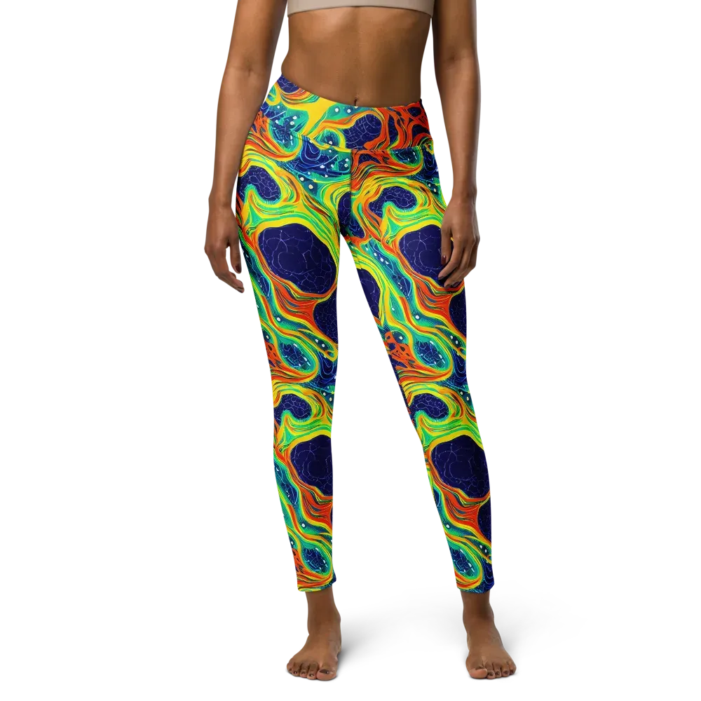Chromatic Coral on Yoga Leggings — Front