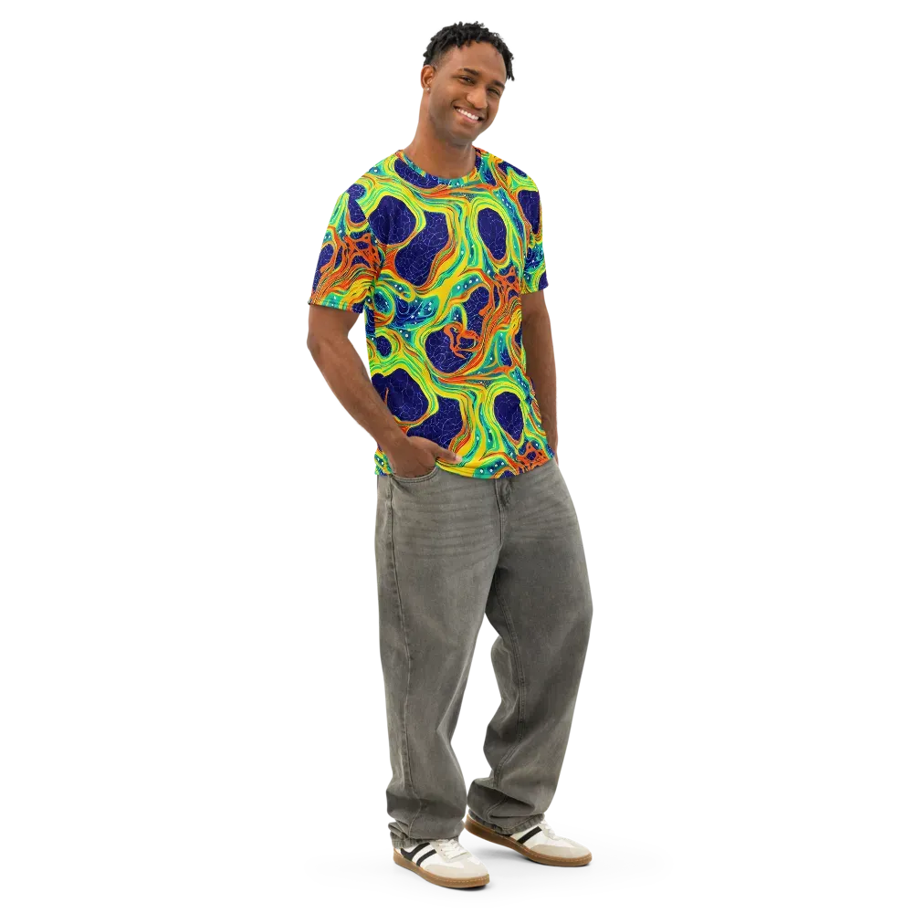 Chromatic Coral on Men's Cotton Crew Neck T-Shirt — Right Front