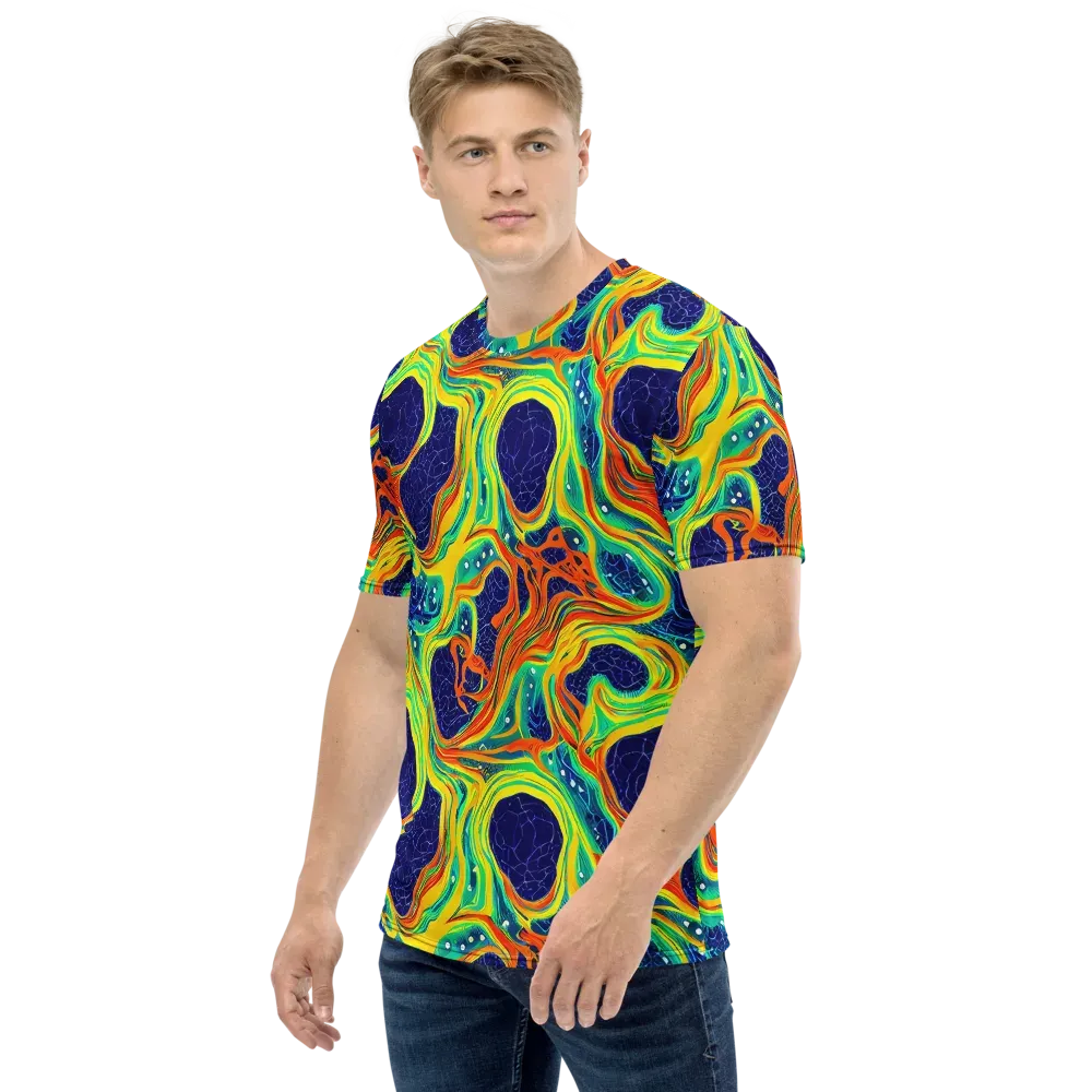 Chromatic Coral on Men's Crew Neck T-Shirt — Left