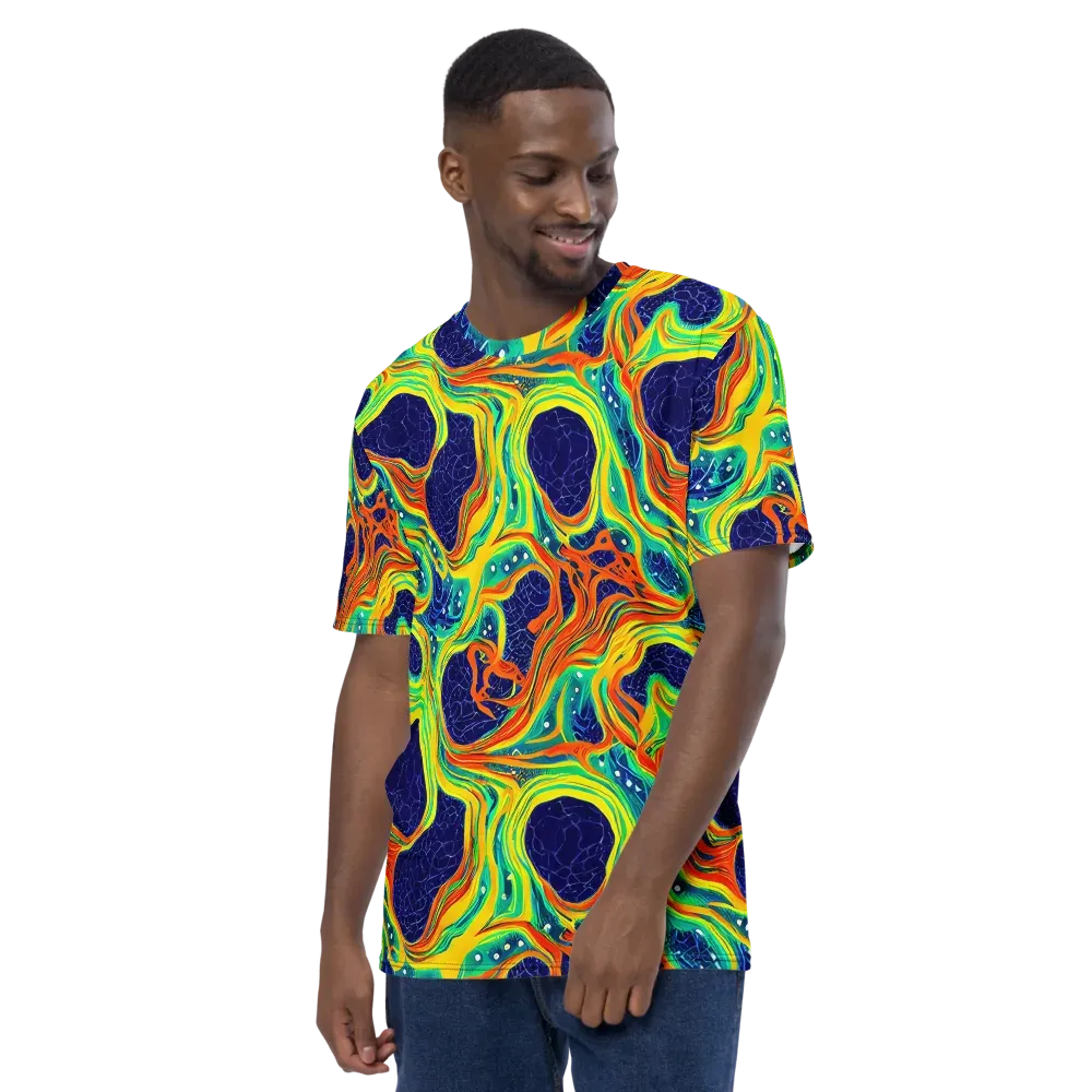 Chromatic Coral on Men's Crew Neck T-Shirt — Left