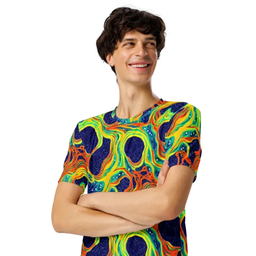 Chromatic Coral on a Men's Crew Neck T-Shirt