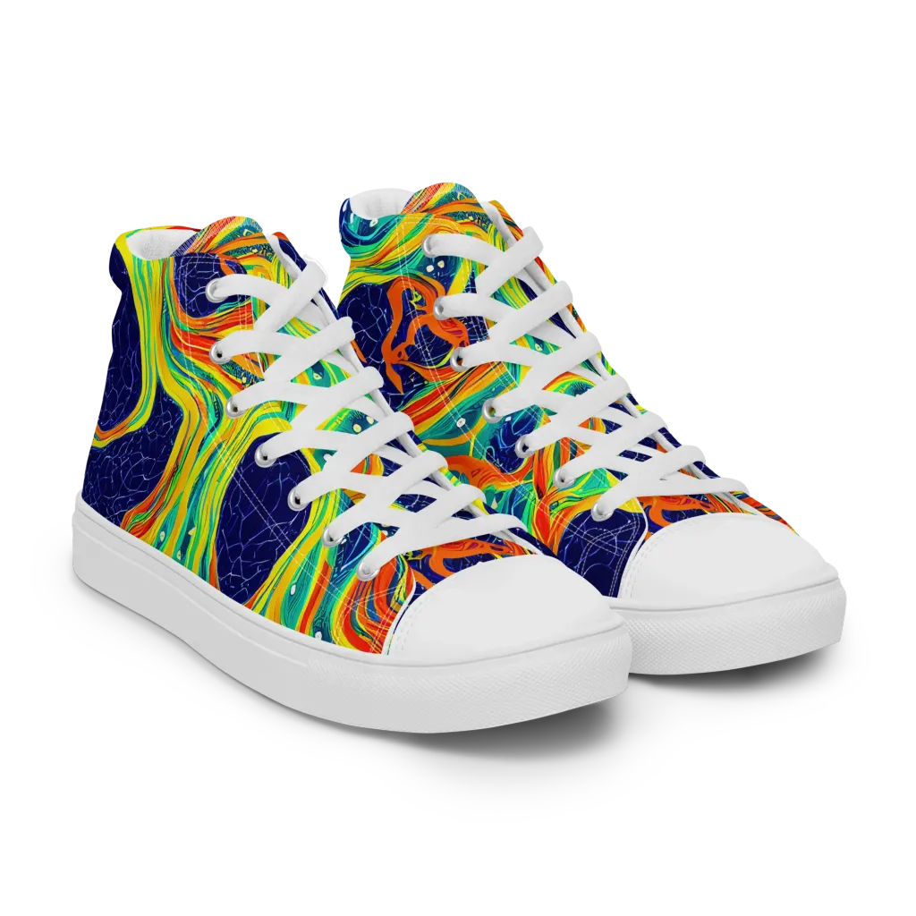 Chromatic Coral on Men's High Top Canvas Shoes — Right Front