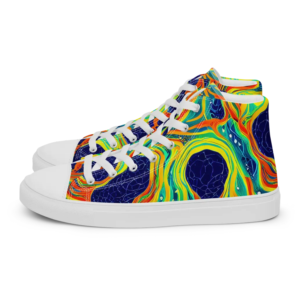 Chromatic Coral on Men's High Top Canvas Shoes — Left