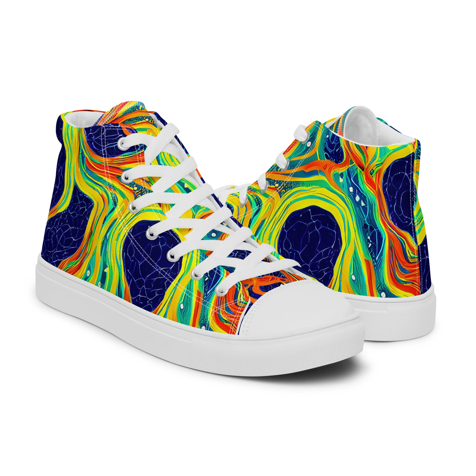 Chromatic Coral on Men's High Top Canvas Shoes — Right