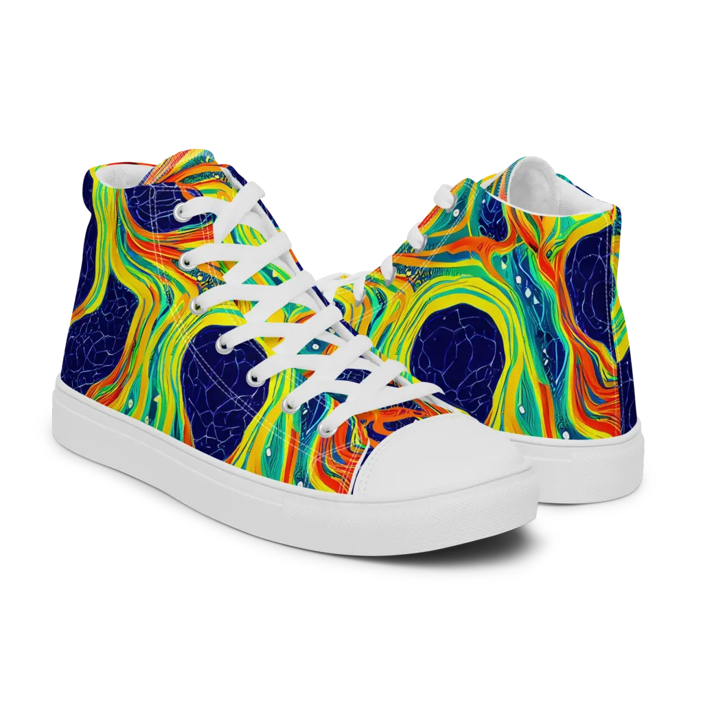 Chromatic Coral on Men's High Top Canvas Shoes — Right