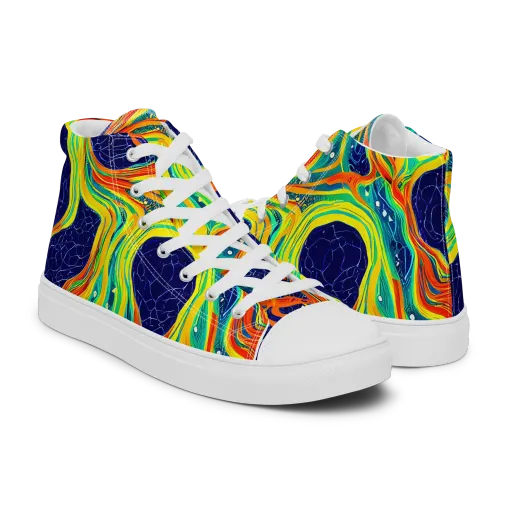 Chromatic Coral on a Men's High Top Canvas Shoes