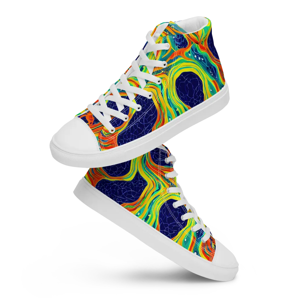 Chromatic Coral on Men's High Top Canvas Shoes — Front