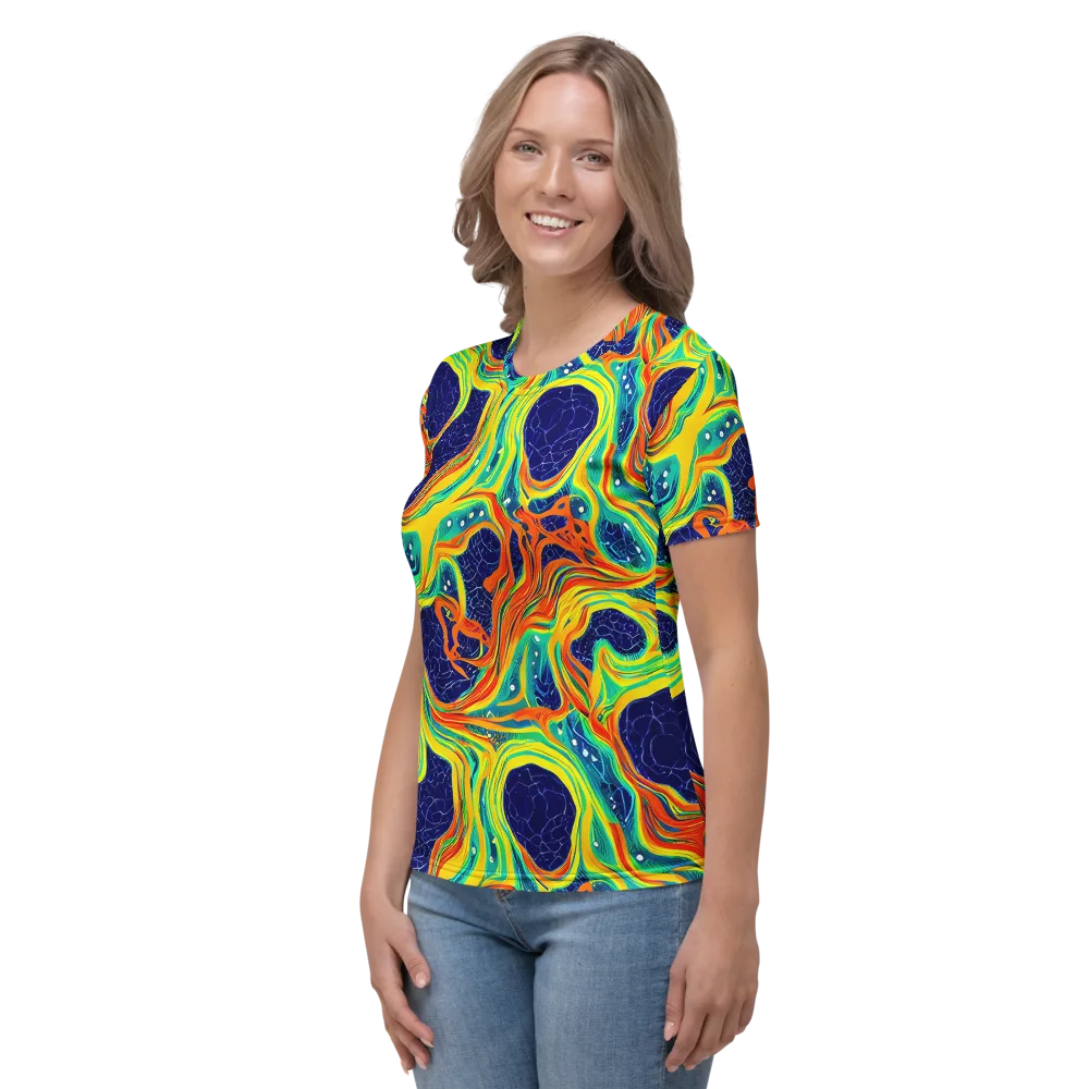 Chromatic Coral on Women's Crew Neck T-Shirt — Left