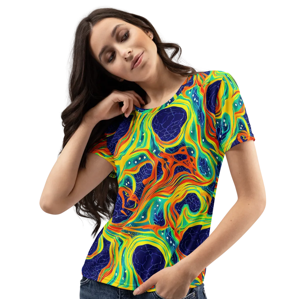 Chromatic Coral on Women's Crew Neck T-Shirt — Left Front
