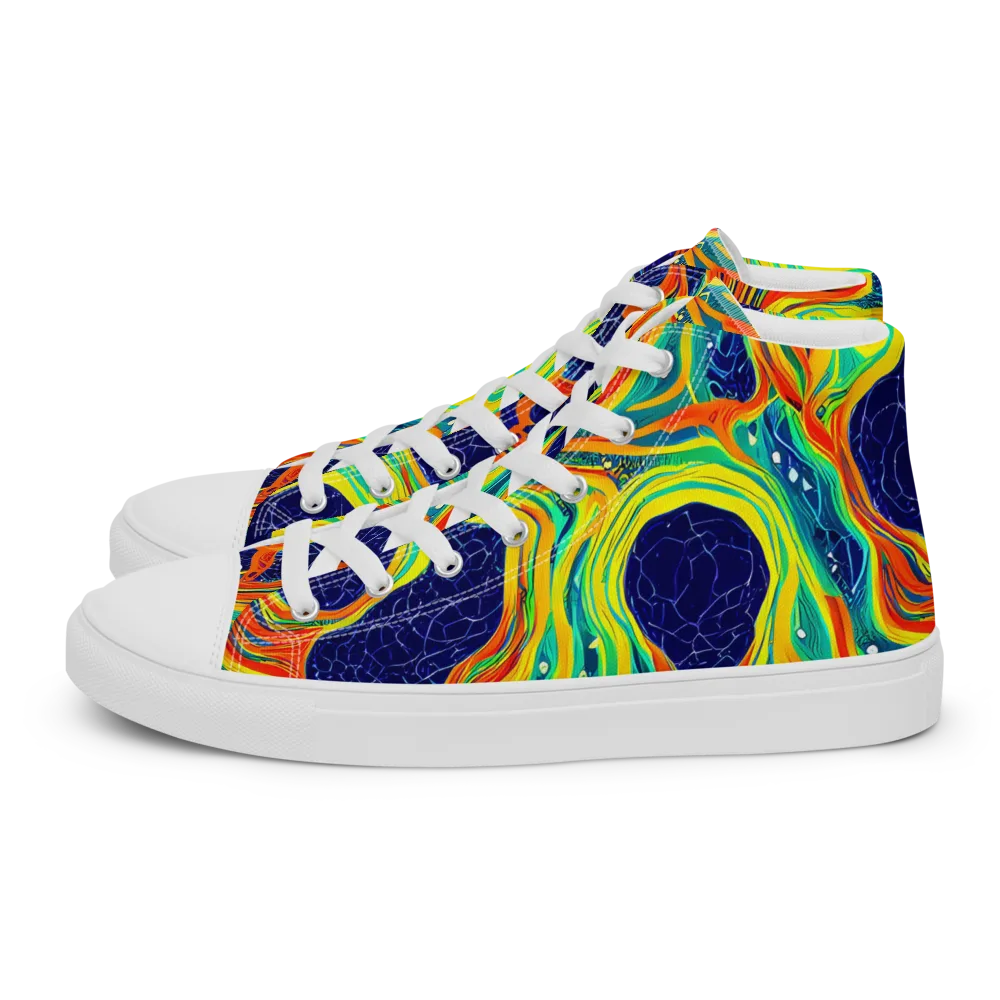 Chromatic Coral on Women's High Top Canvas Shoes — Left