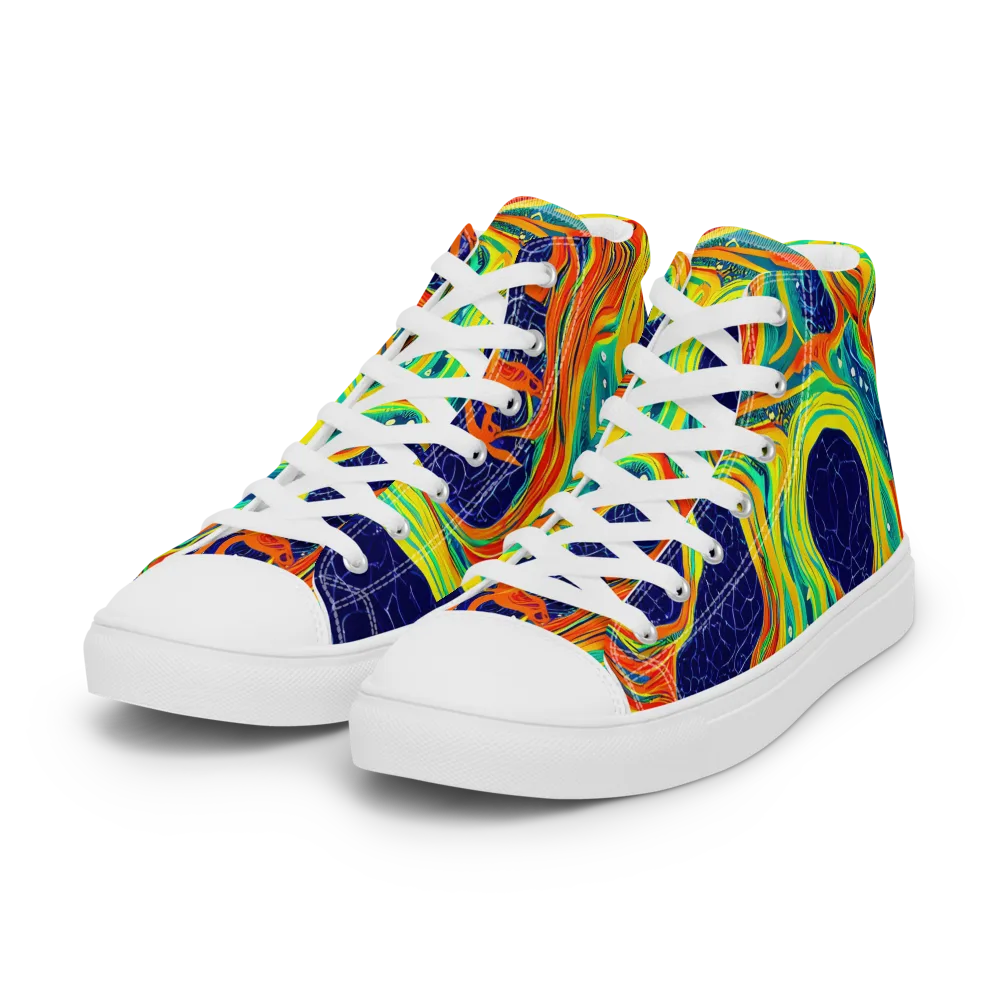 Chromatic Coral on Women's High Top Canvas Shoes — Left Front