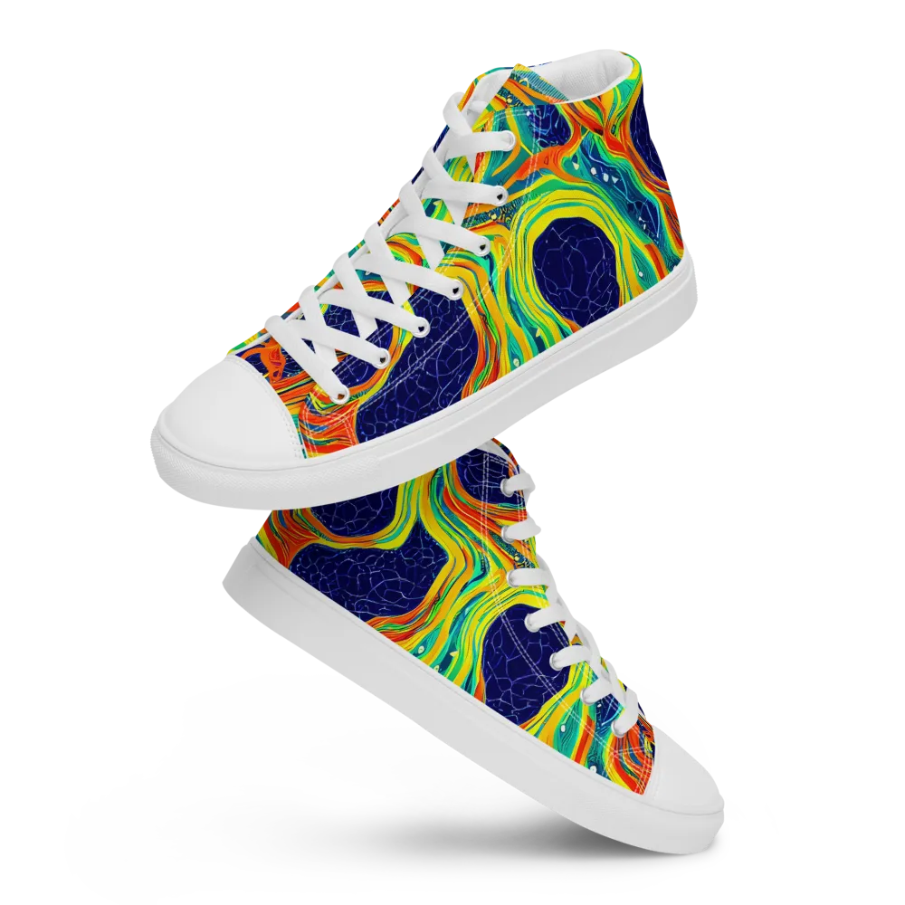 Chromatic Coral on Women's High Top Canvas Shoes — Front