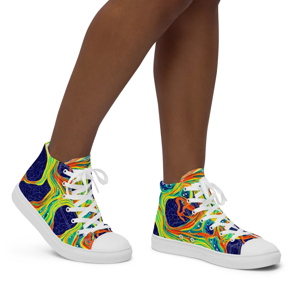 Chromatic Coral on Women's High Top Canvas Shoes — Right