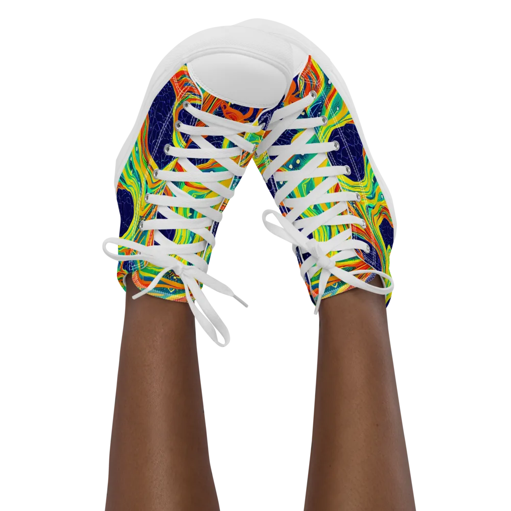 Chromatic Coral on Women's High Top Canvas Shoes — Front