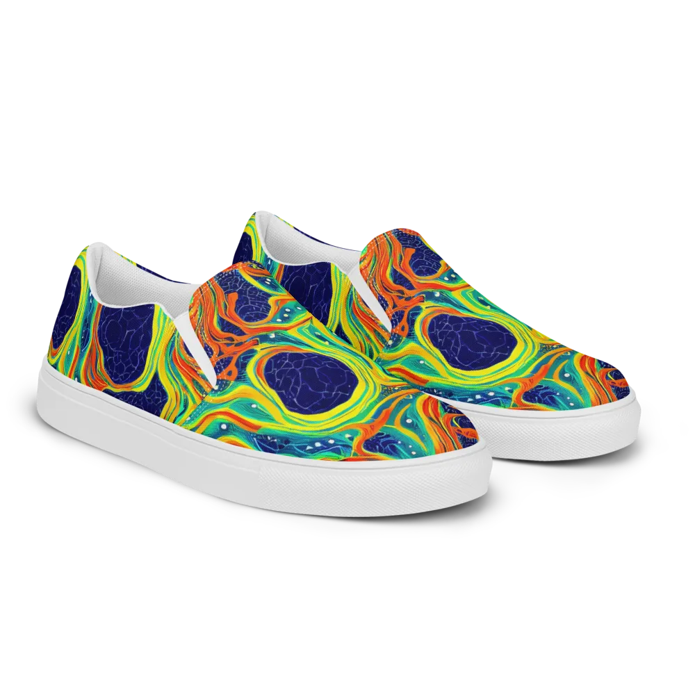 Chromatic Coral on Men's Slip-On Canvas Shoes — Right Front