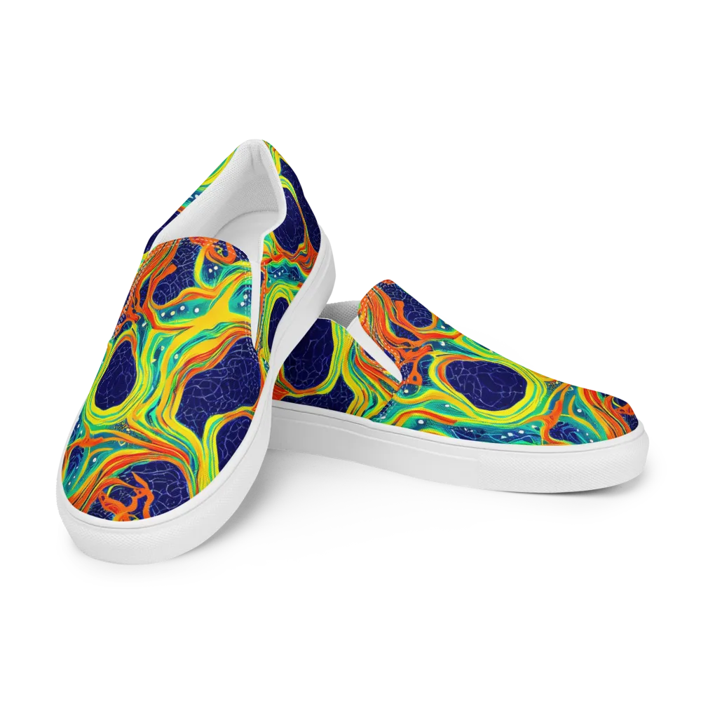 Chromatic Coral on Men's Slip-On Canvas Shoes — Left Front