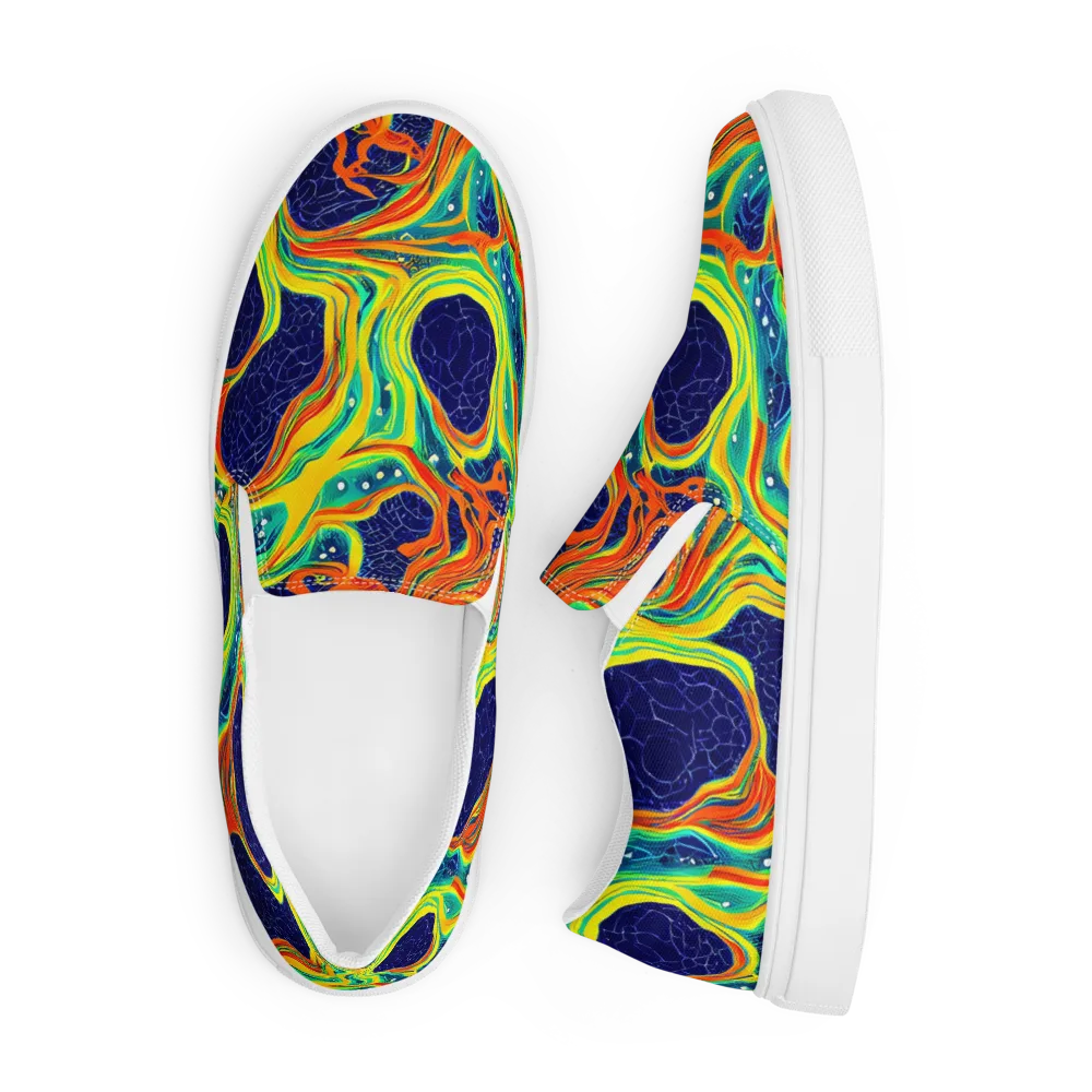 Chromatic Coral on Men's Slip-On Canvas Shoes — Front