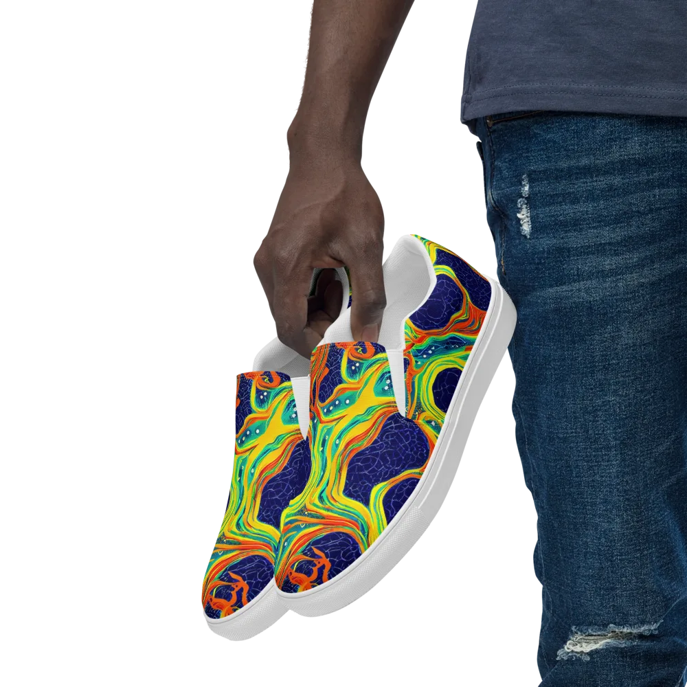 Chromatic Coral on Men's Slip-On Canvas Shoes — Left Front