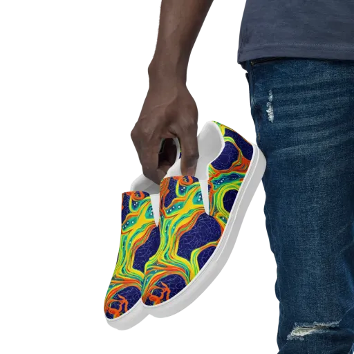 Chromatic Coral on a Men's Slip-On Canvas Shoes