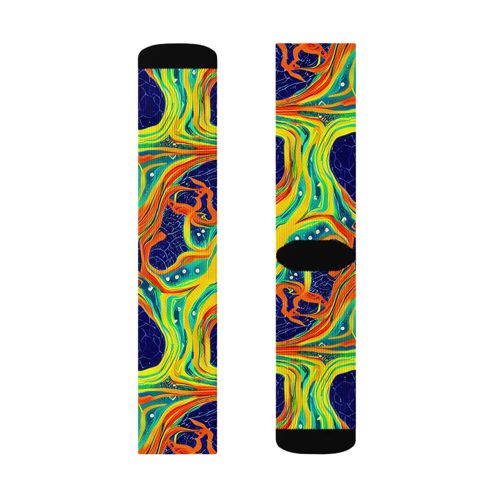 Chromatic Coral on Socks — Left Sock