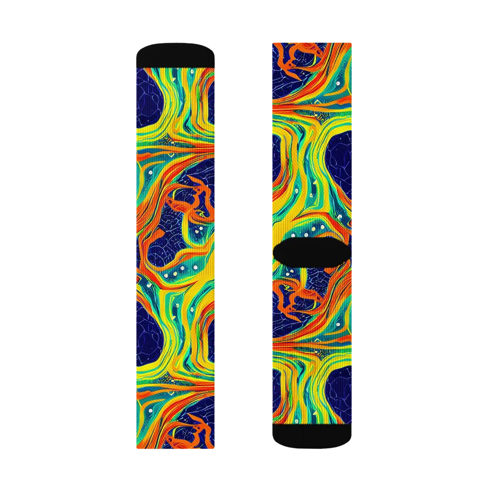 Chromatic Coral on Socks — Right Sock
