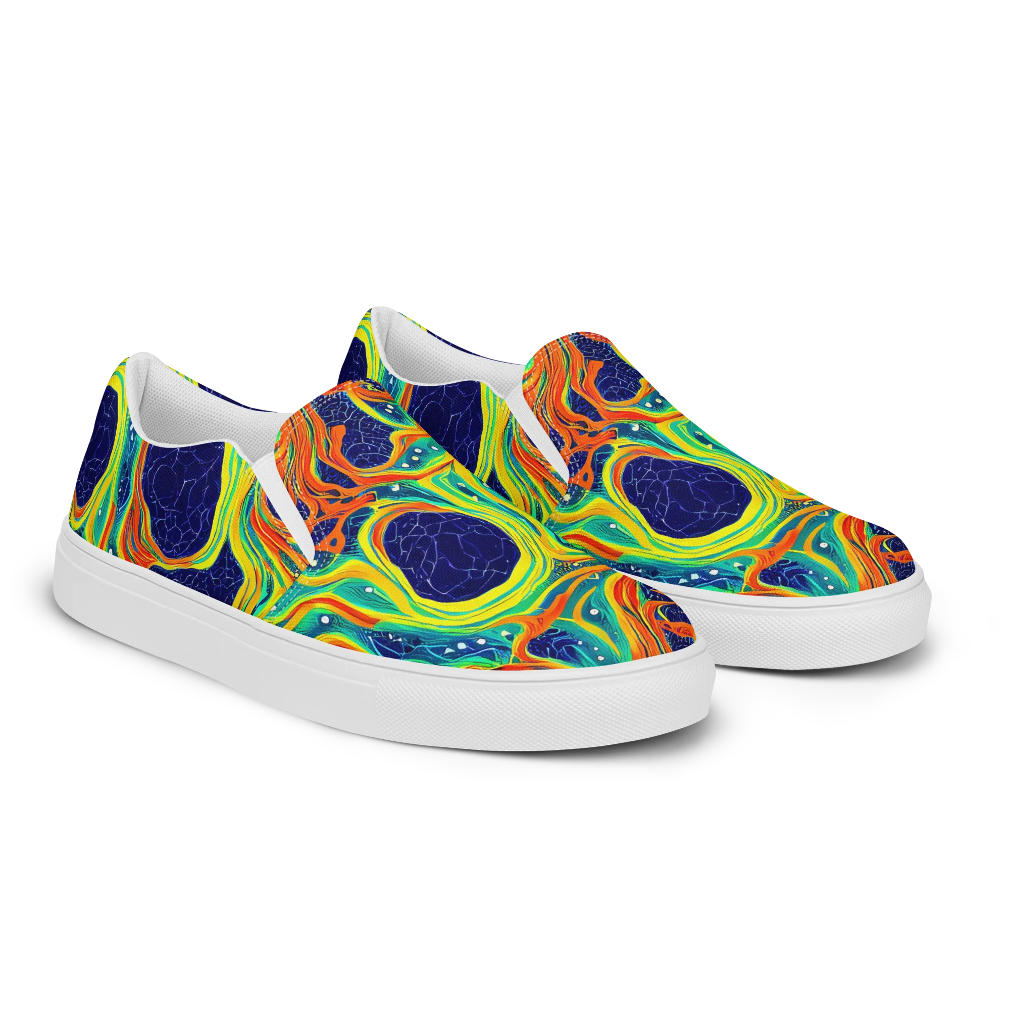 Chromatic Coral on Women's Slip-On Canvas Shoes — Right Front