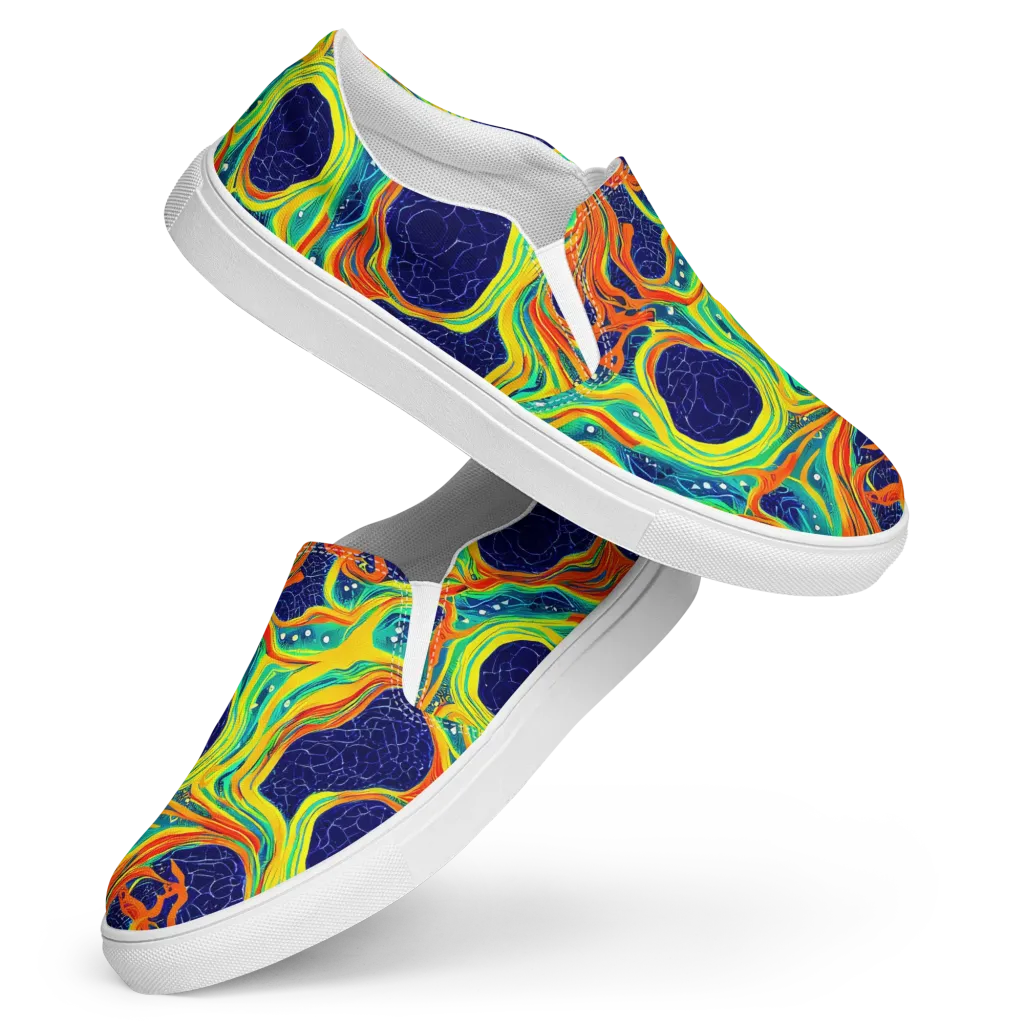 Chromatic Coral on Women's Slip-On Canvas Shoes — Front