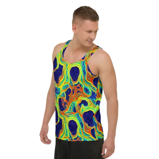 Chromatic Coral on a Men's Tank Top