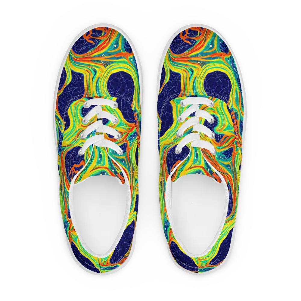 Chromatic Coral on Men's Lace-Up Canvas Shoes — Front