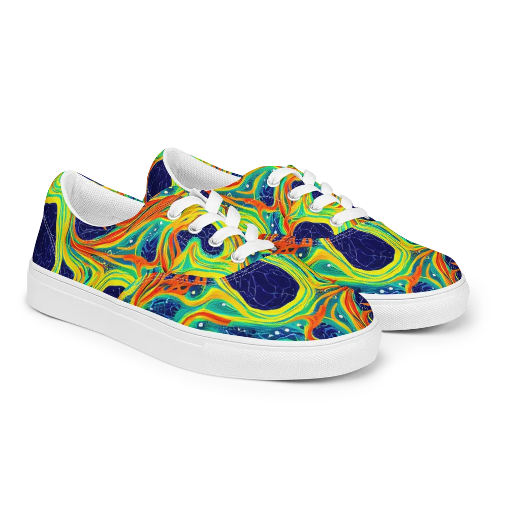 Chromatic Coral on Men's Lace-Up Canvas Shoes — Right Front