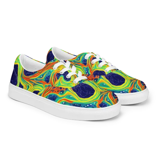 Chromatic Coral on a Men's Lace-Up Canvas Shoes