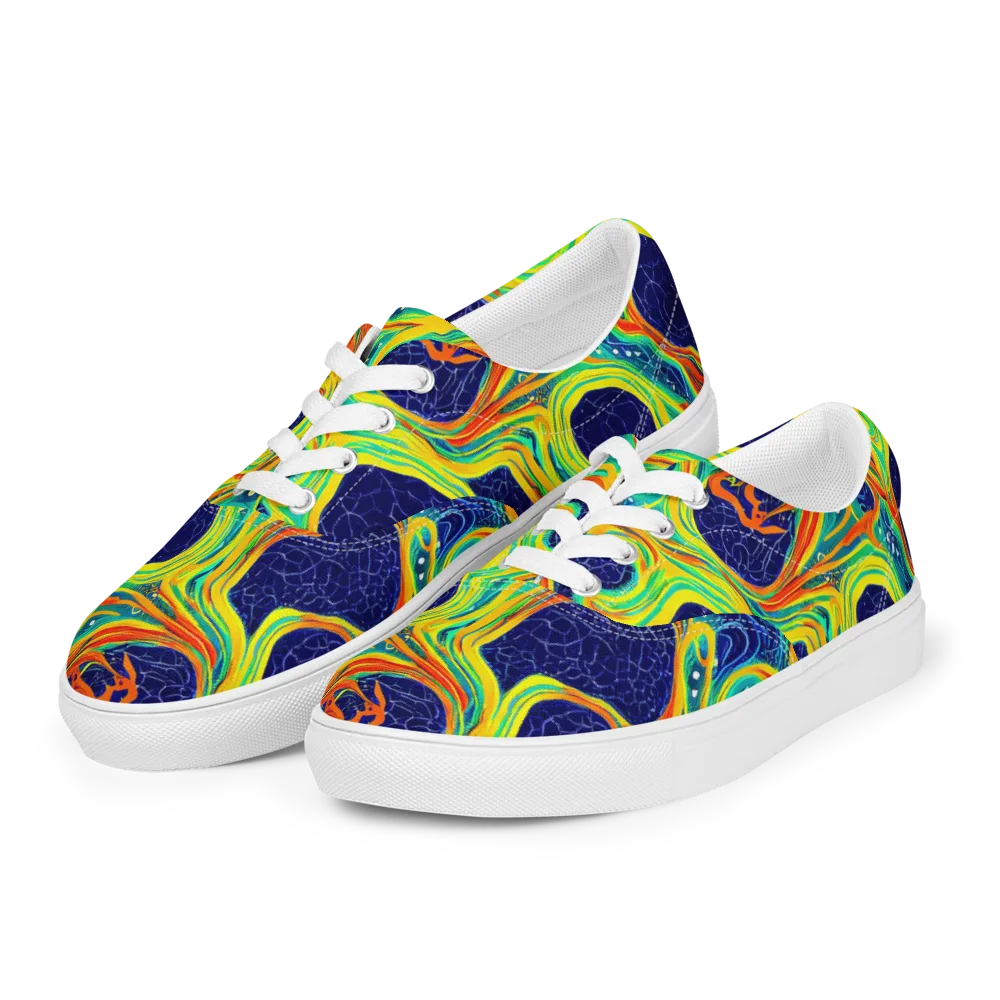 Chromatic Coral on Men's Lace-Up Canvas Shoes — Left Front