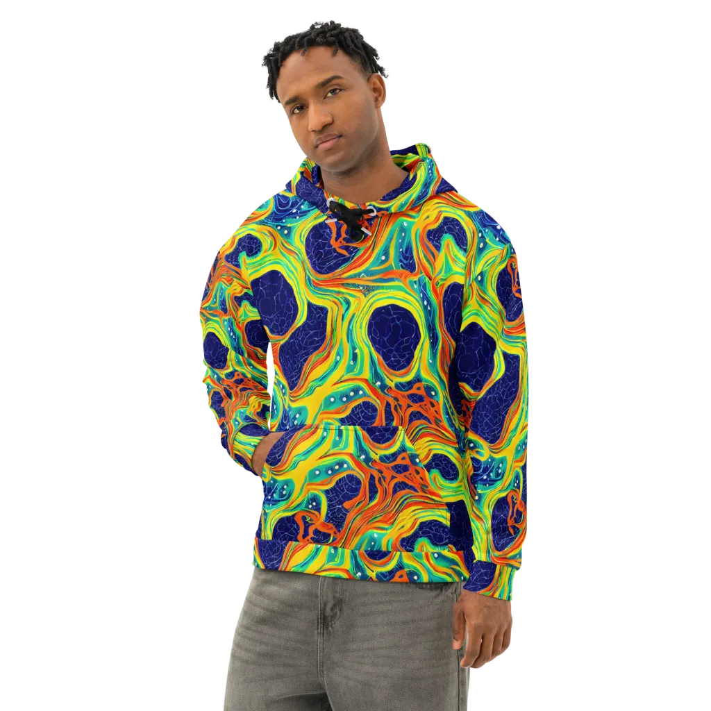 Chromatic Coral on Cotton Hoodie — Left Front