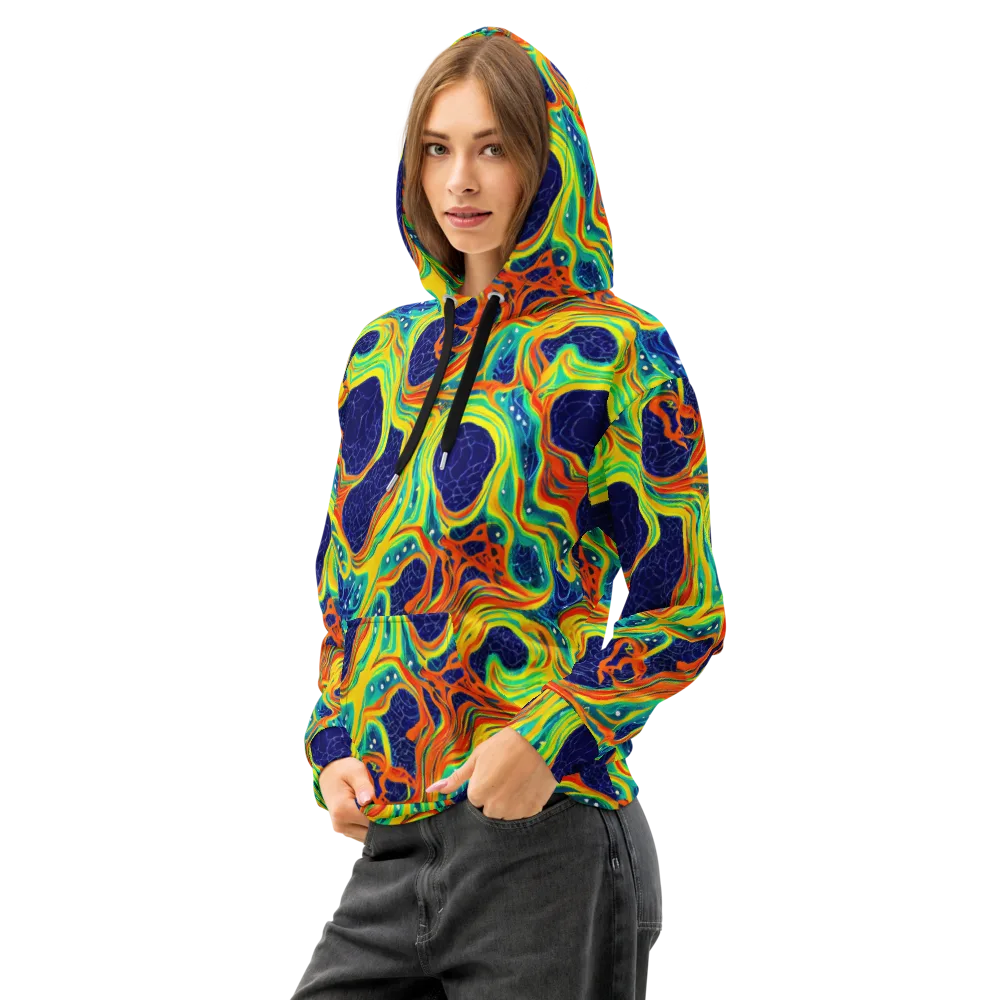 Chromatic Coral on Cotton Hoodie — Left Front
