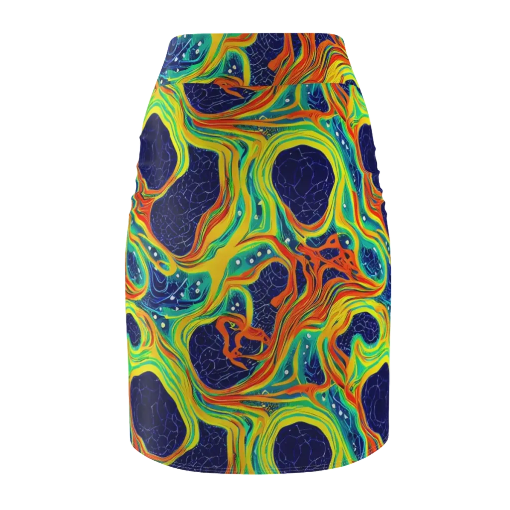 Chromatic Coral on Pencil Skirt — Back