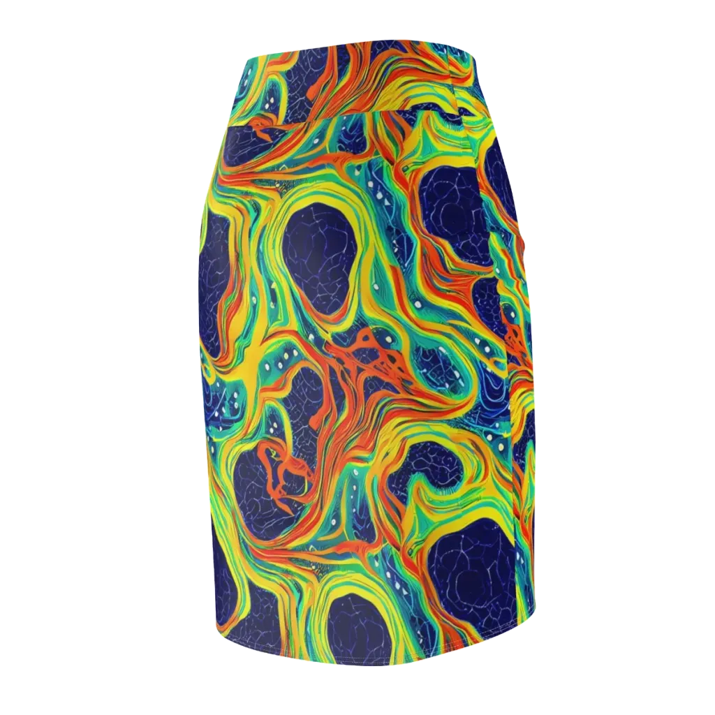 Chromatic Coral on Pencil Skirt — Back Side