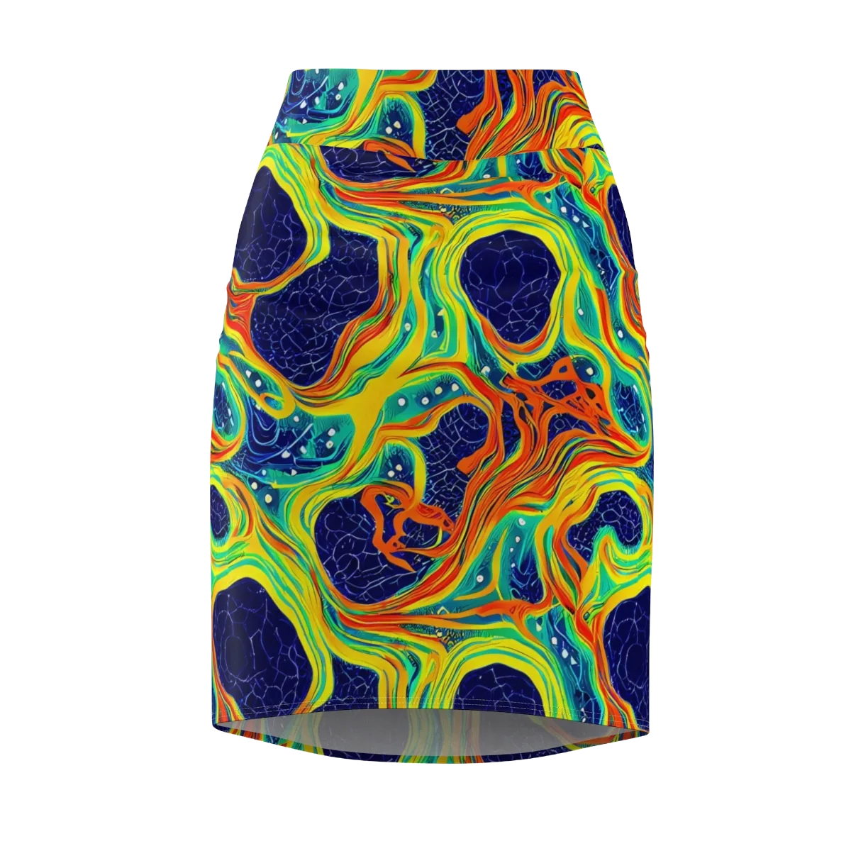 Chromatic Coral on Pencil Skirt — Front