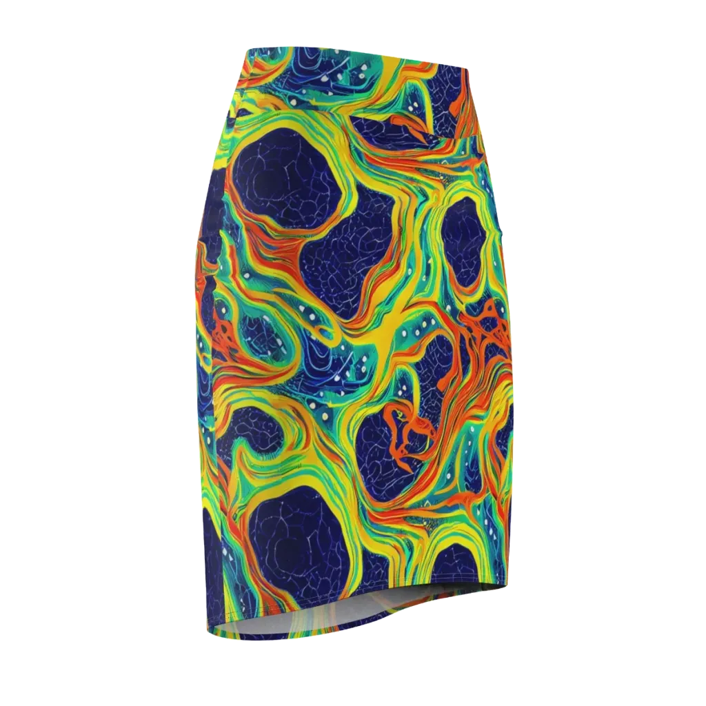 Chromatic Coral on Pencil Skirt — Front Side