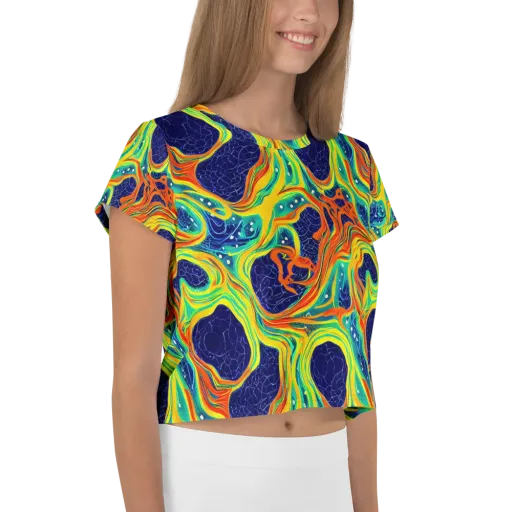 Chromatic Coral on a Crop Tee
