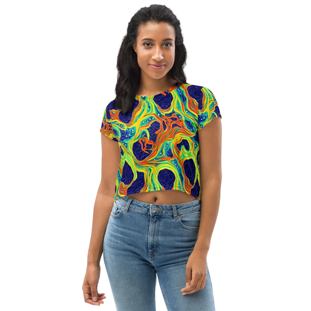 Chromatic Coral on Crop Tee — Front