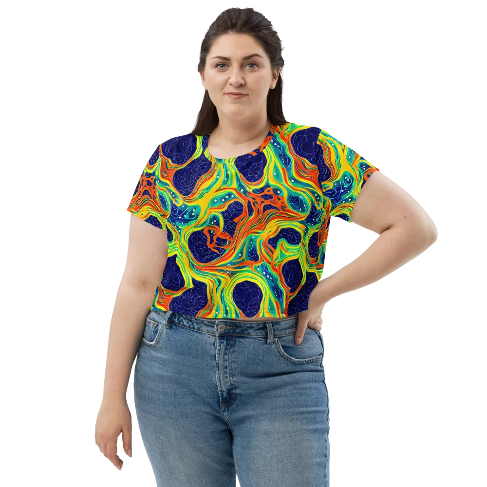Chromatic Coral on Crop Tee — Front